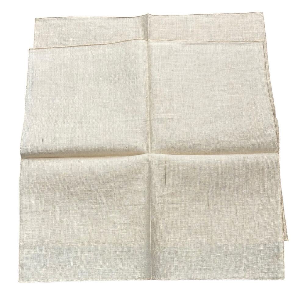 Vintage Kelly Green Pure Linen Tablecloth (52x70) 6 Ivory Linen Napkins NOS* 60s - Picture 5 of 8